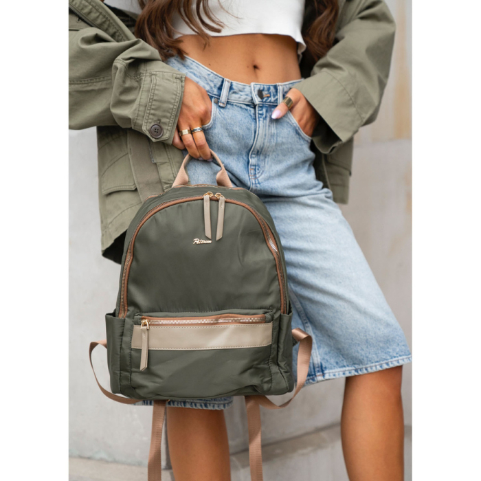 Rucsac verde, urban, pentru femei, din poliester, cu fermoare - Peterson PTR-PTN JN-11-0177 GREEN [5]
