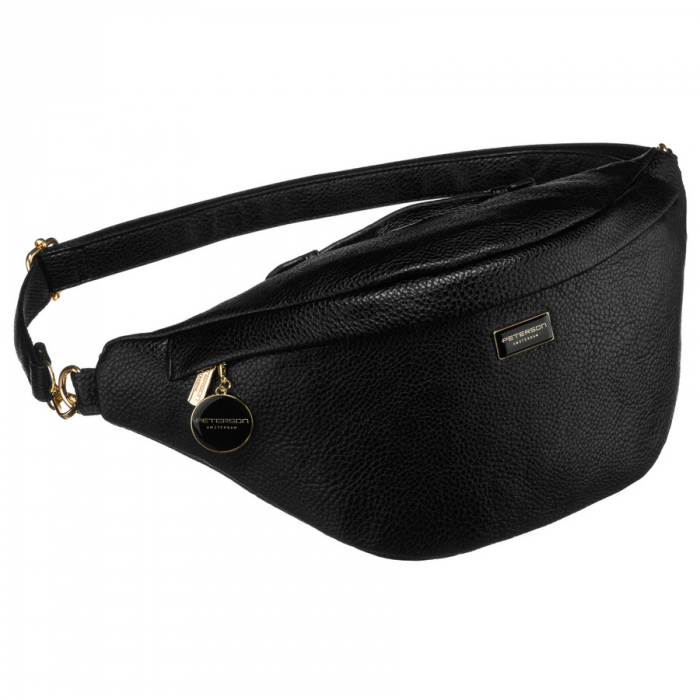 Geantă clasică neagră pentru femei, tip borseta, geantă de umăr sau geantă crossbody, piele ecologică, Peterson PTR-PTN SSY-2-F19 BLACK [1]
