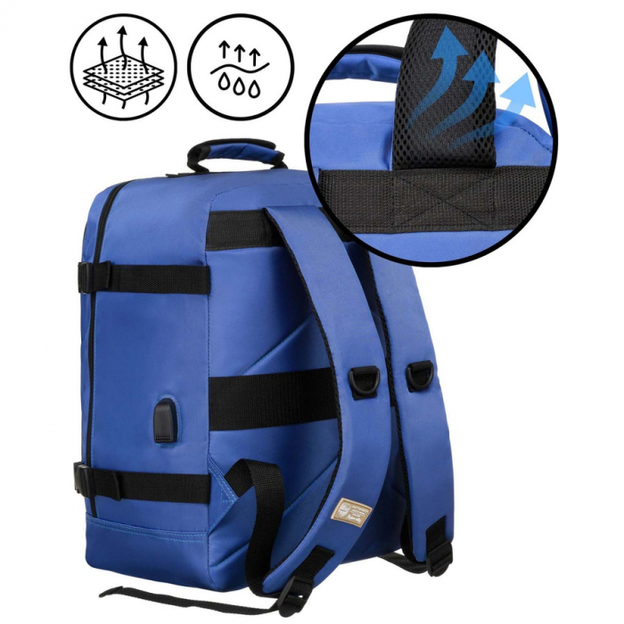 Rucsac de voiaj din poliester impermeabil de culoare albastra cu bretele reglabile - Peterson PTR-PTN APP-6684 BLUE [6]