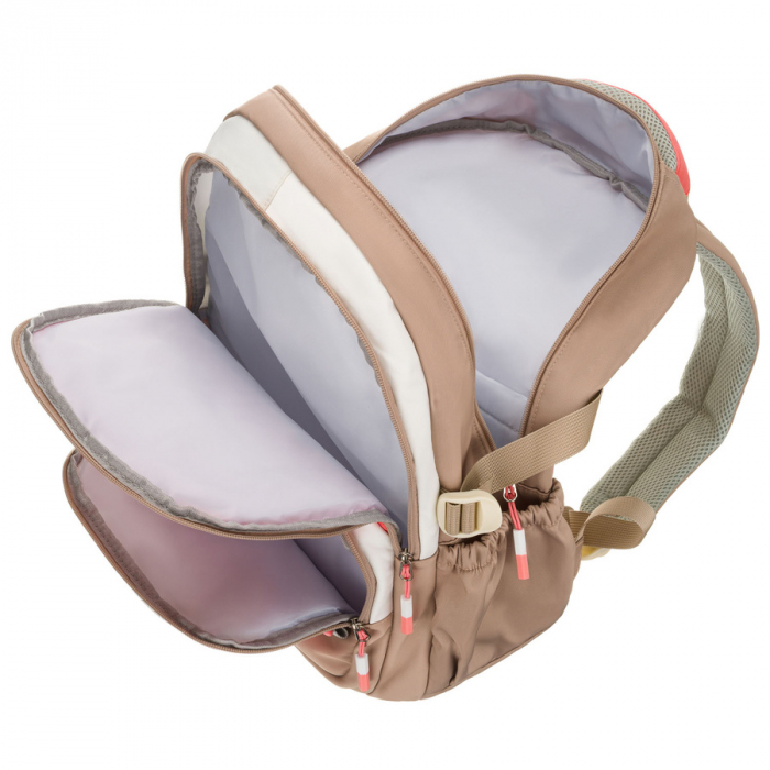 Rucsac școlar pentru copii din poliester bej și roz cu compartiment pentru laptop - Peterson PTR-PTN 8592-1372 BEIGE [9]