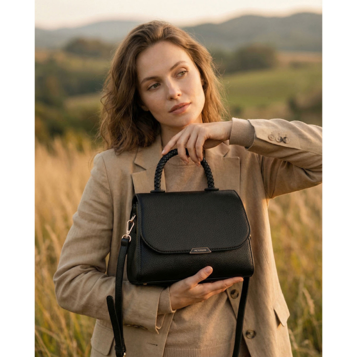 Geantă mică de damă neagră crossbody din piele ecologică - Peterson PTR-PTN MX01-F-7670 [2]