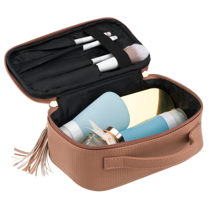 Geantă cosmetică cu un singur compartiment, din material sintetic, de culoare bej, prevăzută cu un mâner practic - Peterson PTR-PTN KOS-DA-10P BEIGE [7]