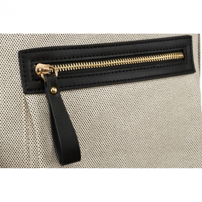 Rucsac mare, urban, pentru femei, de culoare bej, din pânză Peterson PTR-PTN CAN-05 NAT-BLACK [6]