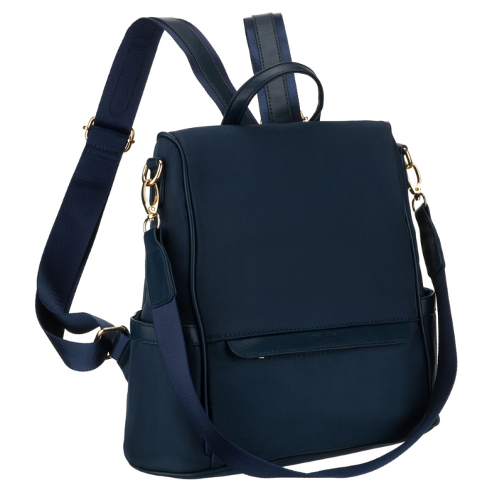 Rucsac de damă din nailon și piele ecologică de culoare bleumarin, cu închidere cu fermoar - Peterson PTR-PTN JN-12-0207 NAVY [1]