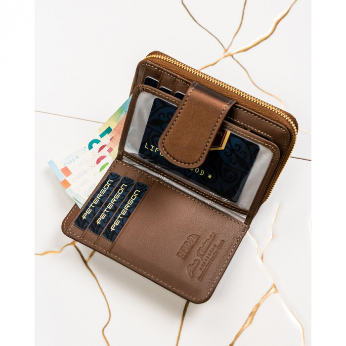Portofel din piele pentru femei Peterson PTR-PTN PS115-HNL BROWN [7]
