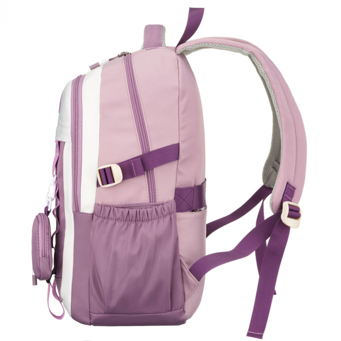 Ghiozdan școlar din poliester, alb și violet, cu bretele reglabile - Peterson PTR-PTN 8603-1303 PURPLE [4]