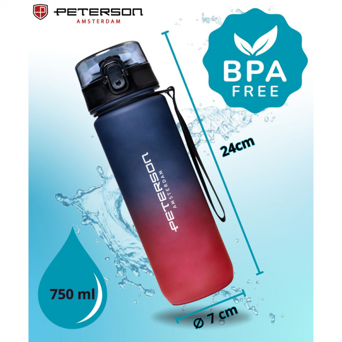 Sticlă de apă Tritan roșie și violetă, fără BPA - Peterson PTR-PTN HY-001-750-9522 [4]