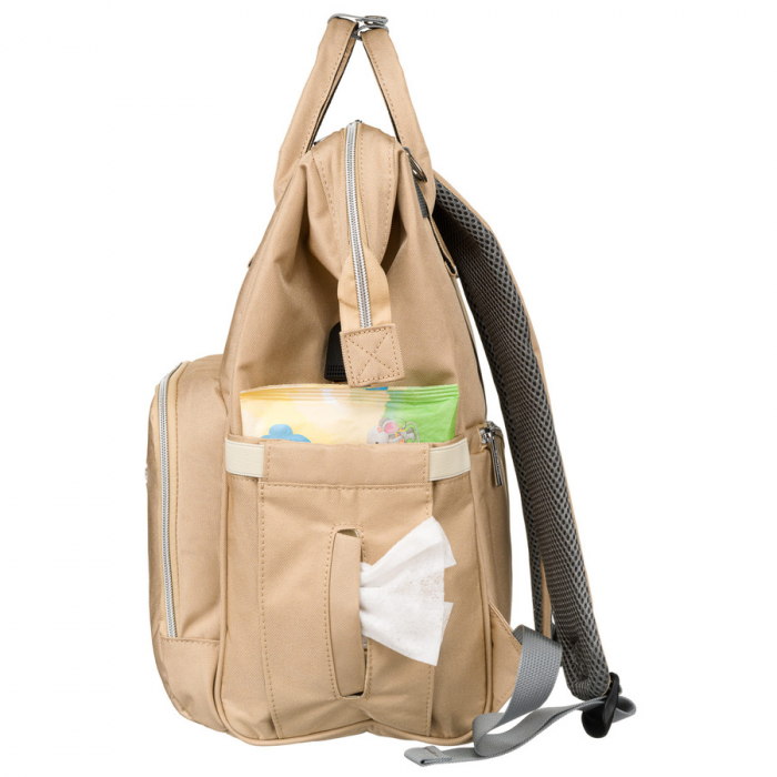 Rucsac multifunctional pentru mamici cu buzunare cu fermoar de culoare bej - Peterson PTR-PTN MB1-5978 BEIGE [5]