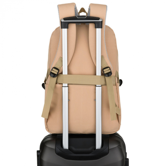 Rucsac școlar bej din poliester cu compartiment pentru laptop și închidere cu fermoar - Peterson PTR-PTN BHX-01-9273 Beig [7]