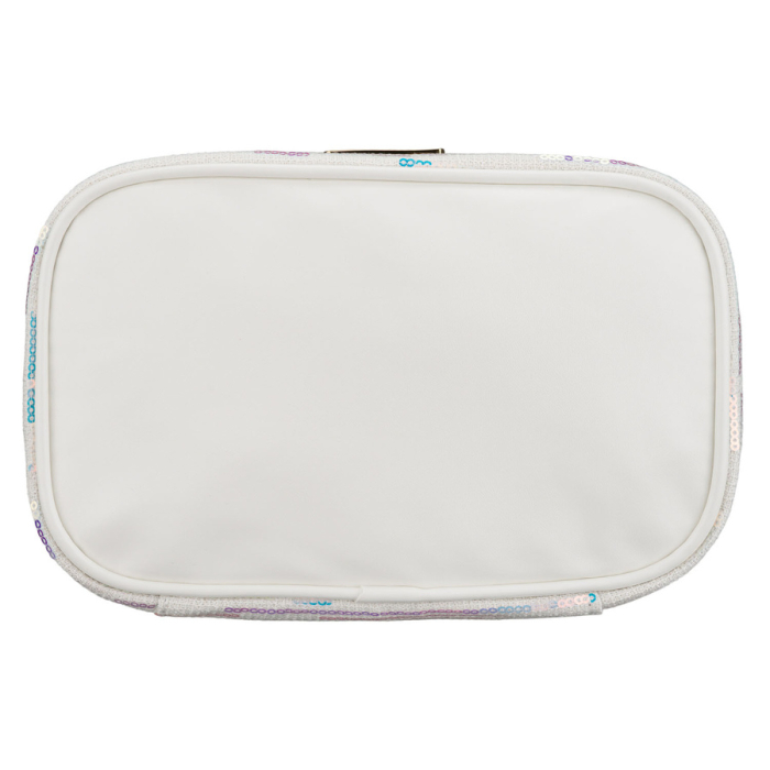 Geantă cosmetică albă din material sintetic, decorată cu paiete, prevăzută cu un mâner confortabil - Peterson PTR-PTN KOS-DA-18-3521 W [3]