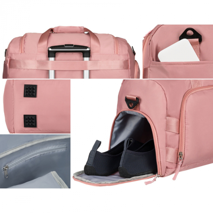 Geantă de călătorie roz pentru weekend cu compartiment lateral pentru pantofi - Peterson PTR-PTN 24427-8359 PINK [3]