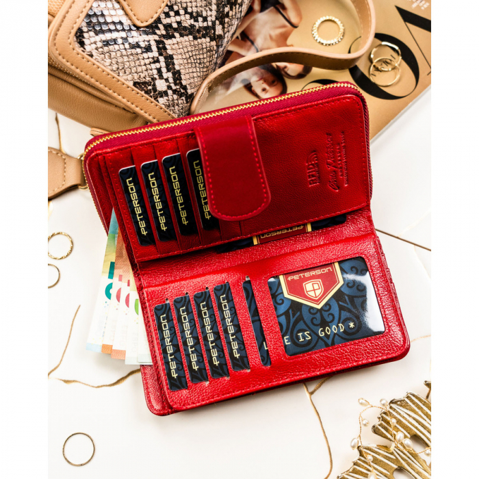 Portofel din piele pentru femei Peterson PTR-PTN PS116-HNL RED [5]