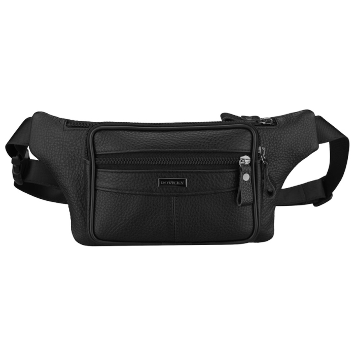 Borsetă bărbătească din piele neagră cu închidere cu fermoar - Rovicky PTR-R-ST7-05-7618-BLACK [2]
