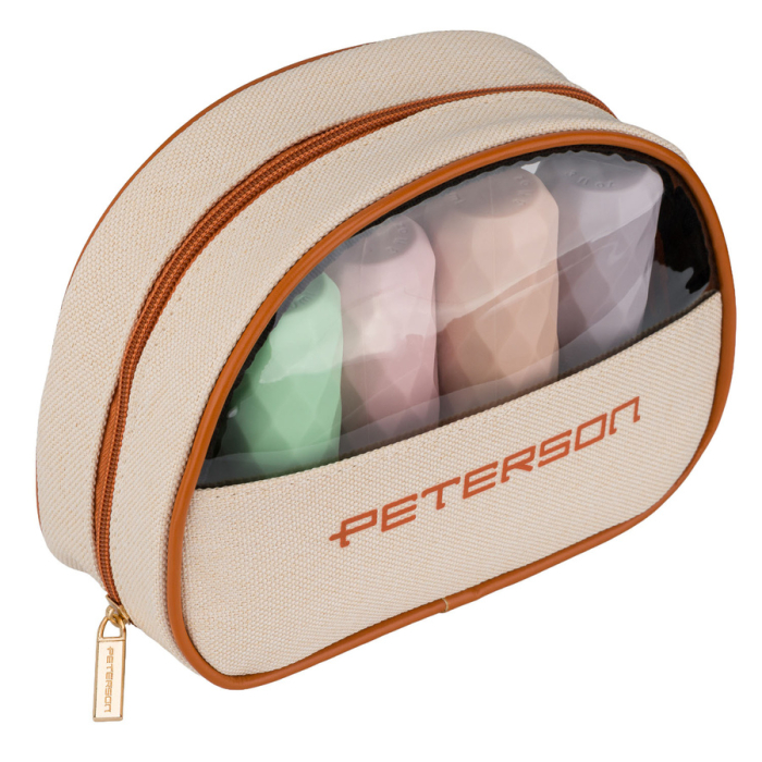 Geantă cosmetică din material sintetic bej și maro, cu panou transparent și închidere cu fermoar - Peterson PTR-PTN KOS-DA-17-3514 B [4]