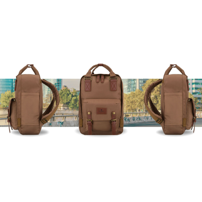 Rucsac de damă din poliester și piele ecologică maro, cu un singur compartiment - Peterson PTR-PTN GAMMA BROWN [5]