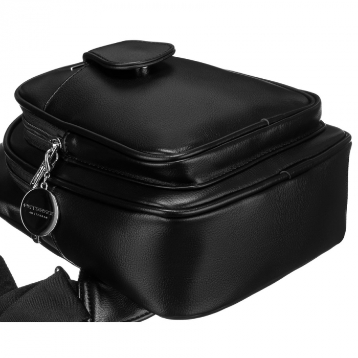 Geantă funcțională neagră pentru femei cu curea lată reglabilă, geantă crossbody, piele ecologică, Peterson PTR-PTN SSY-1-PIL BLACK [5]