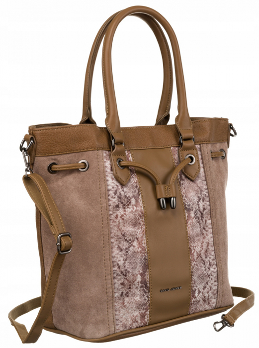 Geanta de dama din piele ecologica cu motiv piele de sarpe - David Jones PTR-6885-5 CAMEL [1]
