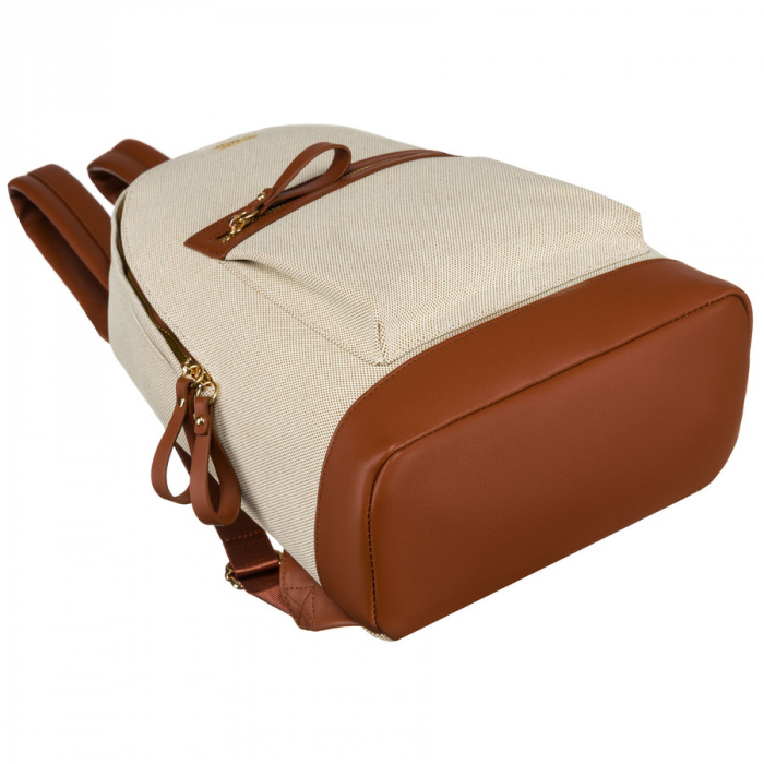 Rucsac mare, urban, pentru femei, în culorile bej și maro, cu buzunar exterior - Peterson PTR-PTN CAN-05 NAT-BROWN [9]