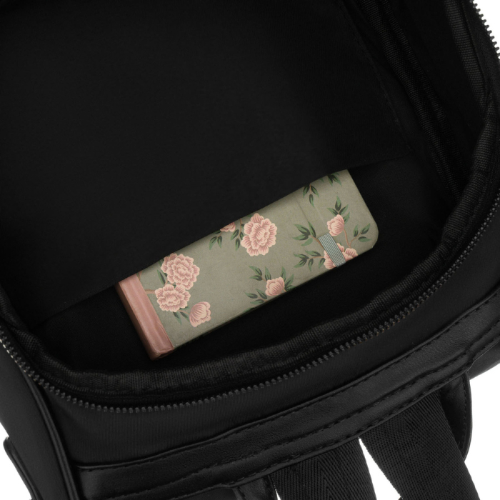 Rucsac negru de damă din nailon și piele ecologică cu bretele reglabile - Peterson PTR-PTN JN-12-0191 BLACK [22]