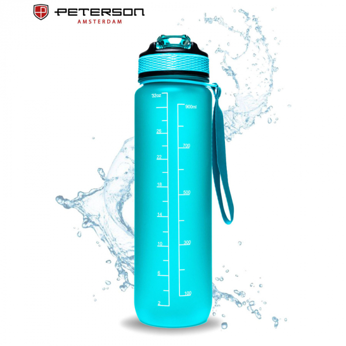 Sticlă de apă turcoaz din Tritan și prevăzută cu o fundă - Peterson PTR-PTN HY-8014-1L-9614 [9]