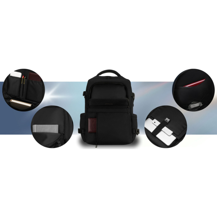 Rucsac de călătorie negru din poliester cu spațiu pentru laptop - Peterson PTR-PTN HY241-6867 BLACK [15]