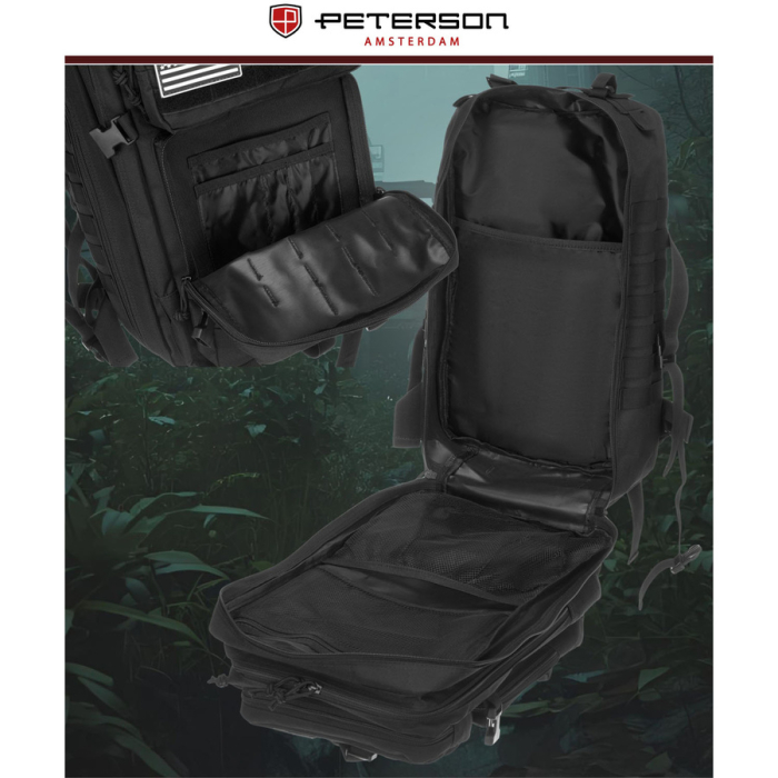 Rucsac militar tactic mare, fabricat din nailon negru - Peterson PTR-PTN BL096-8090 BLACK [14]