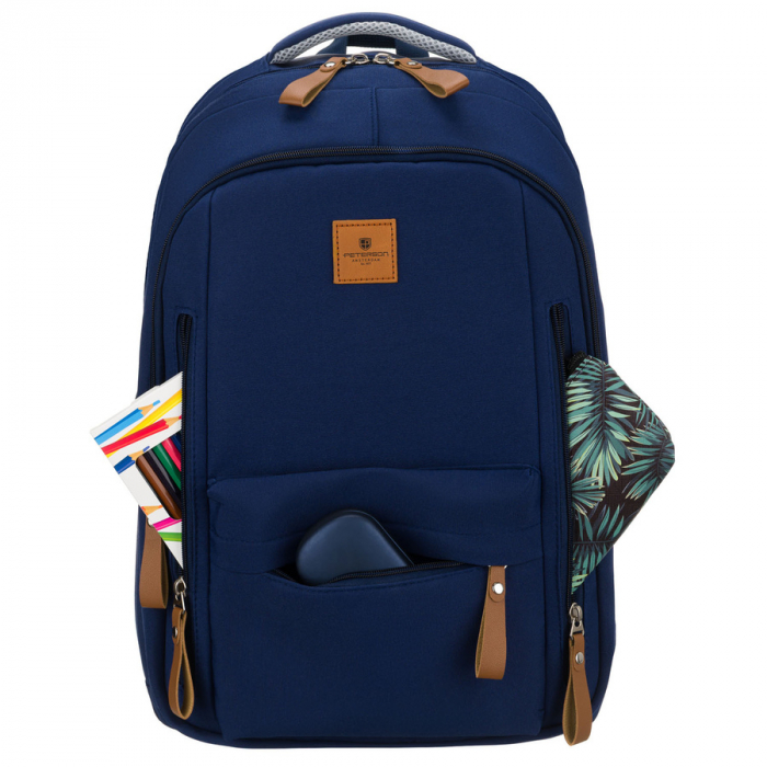 Rucsac școlar pentru copii din poliester bleumarin cu compartiment pentru laptop - Peterson PTR-PTN BHX-01-9266 Navy [4]
