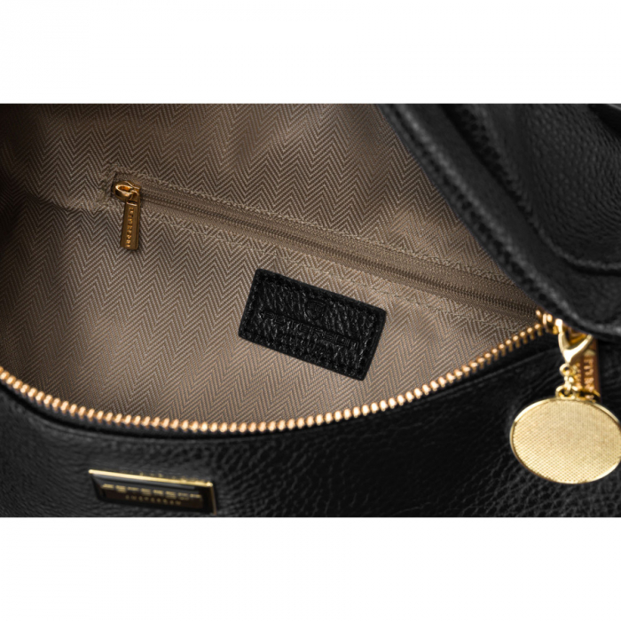Geantă clasică neagră pentru femei, tip borseta, geantă de umăr sau geantă crossbody, piele ecologică, Peterson PTR-PTN SSY-2-F19 BLACK [8]