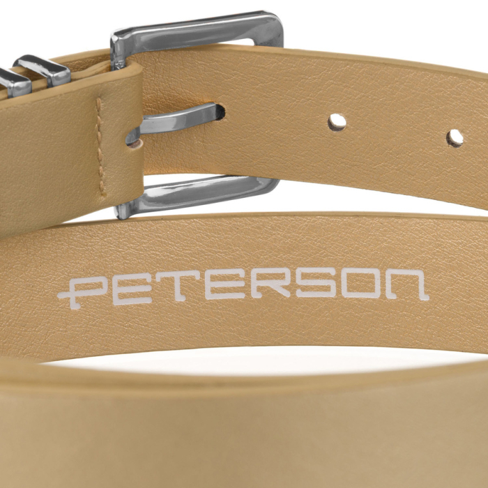 Curea de damă bej din piele ecologică cu cataramă clasică argintie - Peterson PTR-PTN STU-20S1 [5]
