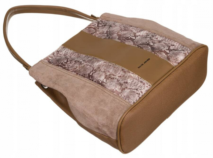 Geanta de dama din piele ecologica cu model de sarpe - David Jones 6885-4 CAMEL [8]