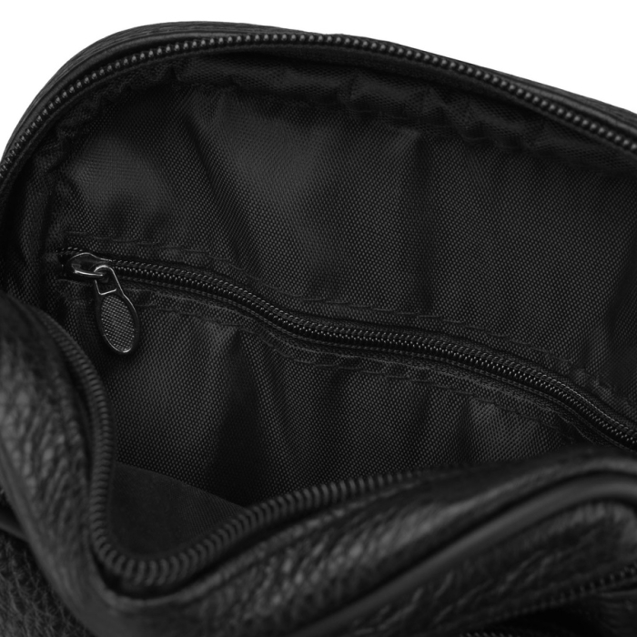 Geantă bărbătească din piele naturală de culoare neagră, cu închidere cu fermoar - Rovicky PTR-R-ST7-04-7601-BLACK [8]