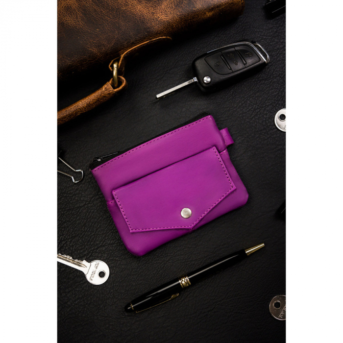 Husa din piele naturala de culoare mov, inchis cu fermoar PTR-KC-01-PDM PURPLE [2]