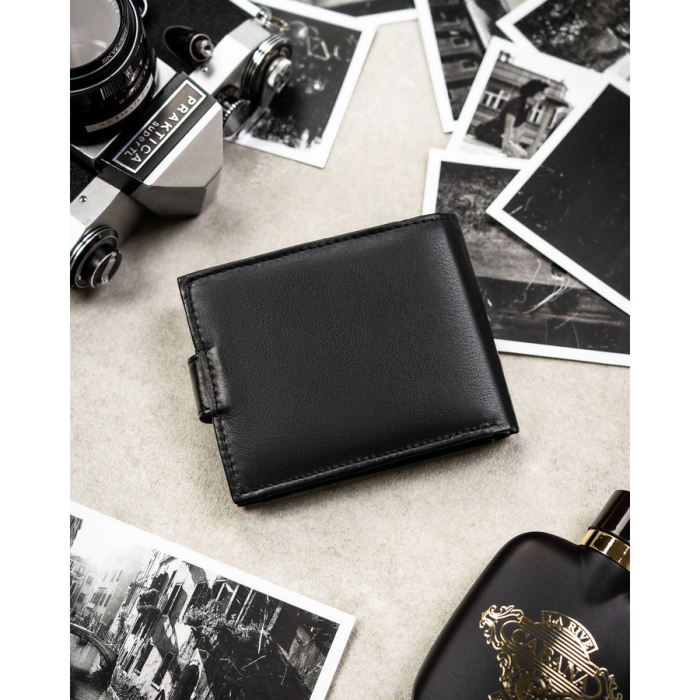 Portofel bărbătesc mare, negru, din piele naturală, cu sistem RFID și închidere cu capsă - Rovicky PTR-0670L-RVD-0222 BLACK [5]