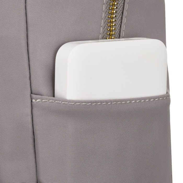Rucsac gri de damă din nailon și piele ecologică cu buzunar exterior - Peterson PTR-PTN JN-17-0429 GRAY [18]