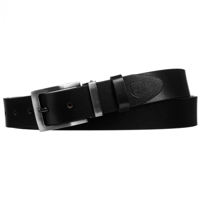 Curea bărbătească lată din piele neagră cu cataramă clasică - Peterson PTR-PTN LTP-TEX-85 BL [2]