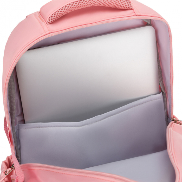 Rucsac școlar elegant din poliester roz cu bretele reglabile - Peterson PTR-PTN 8594-1396 PINK [12]