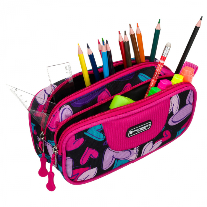 Penar școlar multicolor din poliester cu inimioare, închis cu fermoare - Peterson PTR-PTN MOTYLEK-5189 G54 [5]