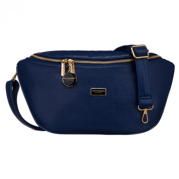 Borsetă mare de damă bleumarin, geantă crossbody din piele ecologică, Peterson PTR-PTN SSY-3-F19 NAVY [2]