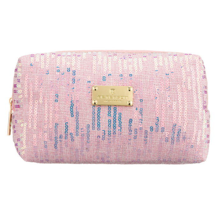 Geantă cosmetică roz din poliester decorată cu paiete, cu un singur compartiment - Peterson PTR-PTN KOS-DA-19-3569 P [2]