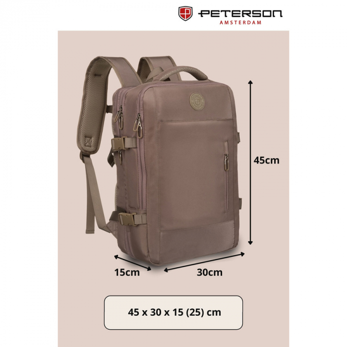 Rucsac de călătorie bej cu port USB - Peterson PTR-PTN 24421-5081 BEIGE [3]