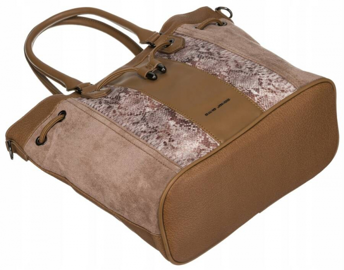 Geanta de dama din piele ecologica cu motiv piele de sarpe - David Jones PTR-6885-5 CAMEL [8]