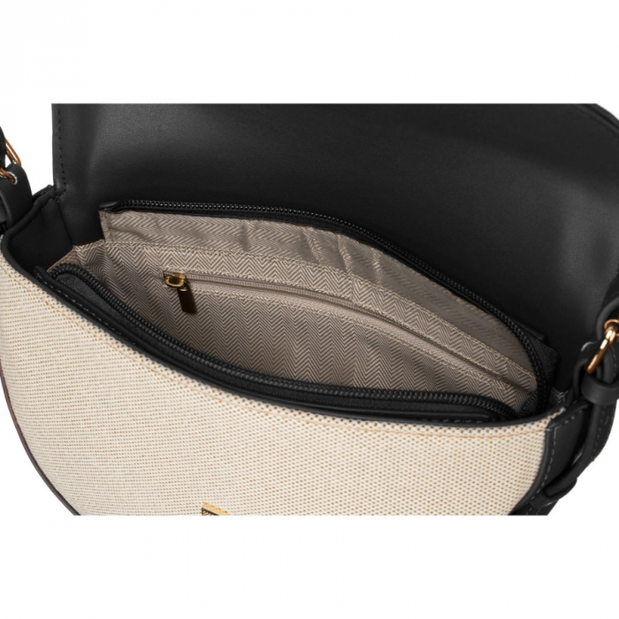 Geantă de damă crossbody bej și neagră, din piele și pânză Peterson PTR-PTN CAN-03 NAT-BLACK [5]