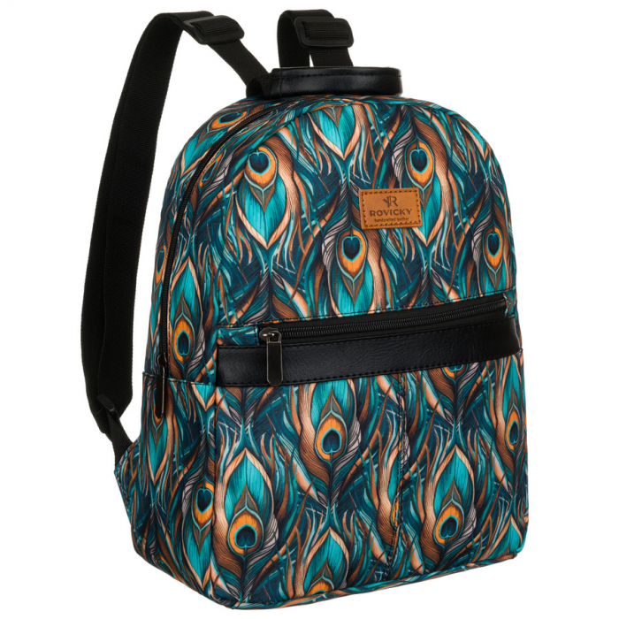 Rucsac de damă din poliester multicolor cu un model modern cu pene de păun - Rovicky PTR-R-PL15601-8985 18 [1]