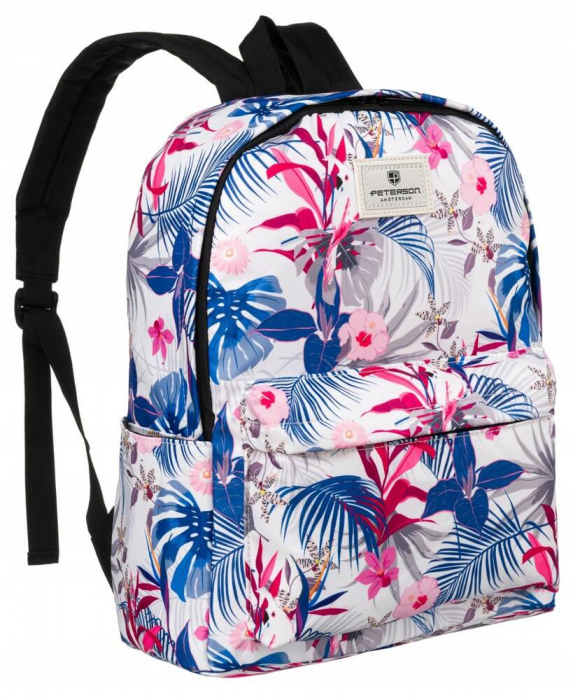 Rucsac de școală cu flori la modă, cu buzunare deschise pe laterale - Peterson PTR-PTN 79904-7989 PRT6 [1]