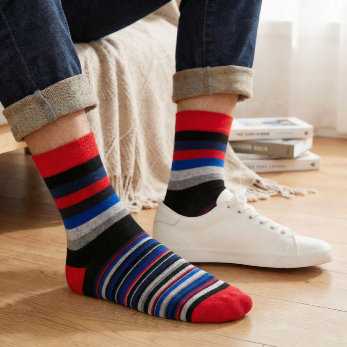 Set de 5 perechi de șosete bărbătești cu dungi, mărimi 40-45 - Peterson PTR-PTN SML-S5-40-45-PA1 [9]