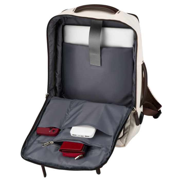 Rucsac de cabină bej din poliester cu port USB - Peterson [12]