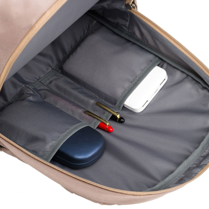 Rucsac încăpător și sport, confecționat din nailon bej, suspendat pe bretele reglabile - Peterson PTR-PTN 24400-6928 BEIGE [9]