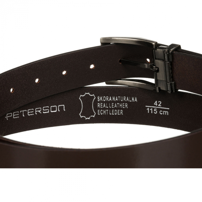 Curea bărbătească lată din piele naturală cu cataramă clasică - Peterson PTR-PTN LTP-TEX-85 BR [3]