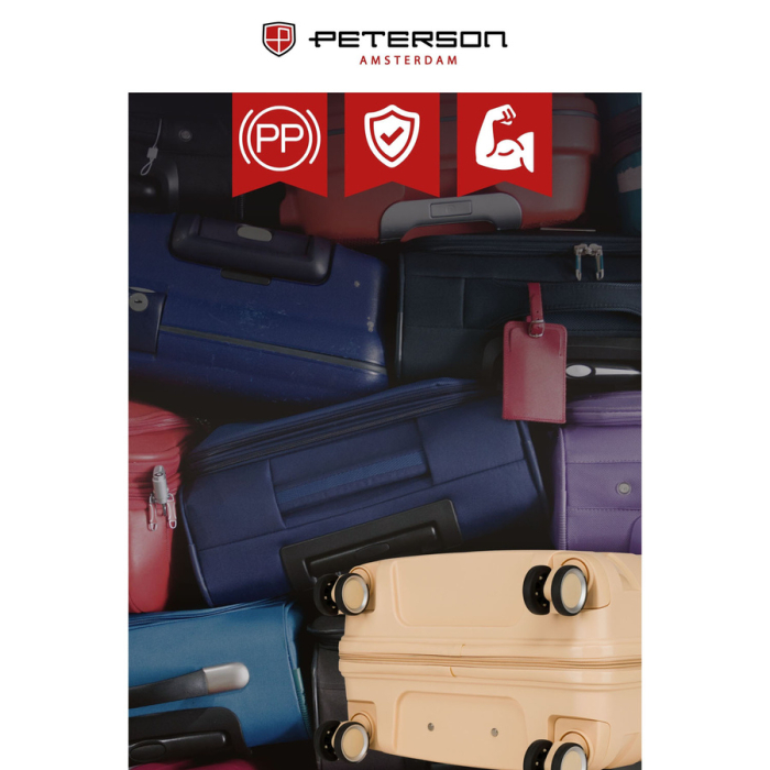 Valiză bej din polipropilenă cu mâner telescopic extensibil și încuietoare cu combinație - Peterson PTR-PTN HPP-01-W-M-1853 [20]