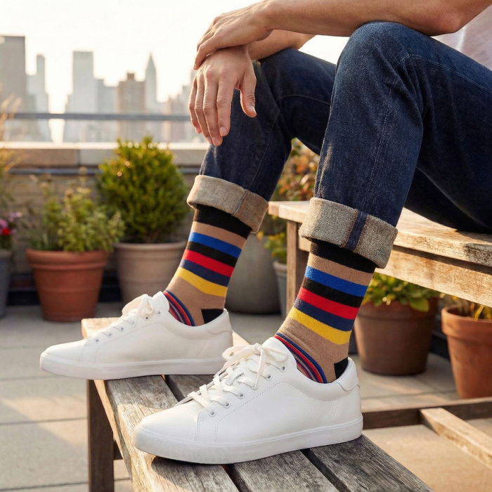 Set de 5 perechi de șosete bărbătești cu dungi, mărimi 40-45 - Peterson PTR-PTN SML-S5-40-45-PA1 [19]